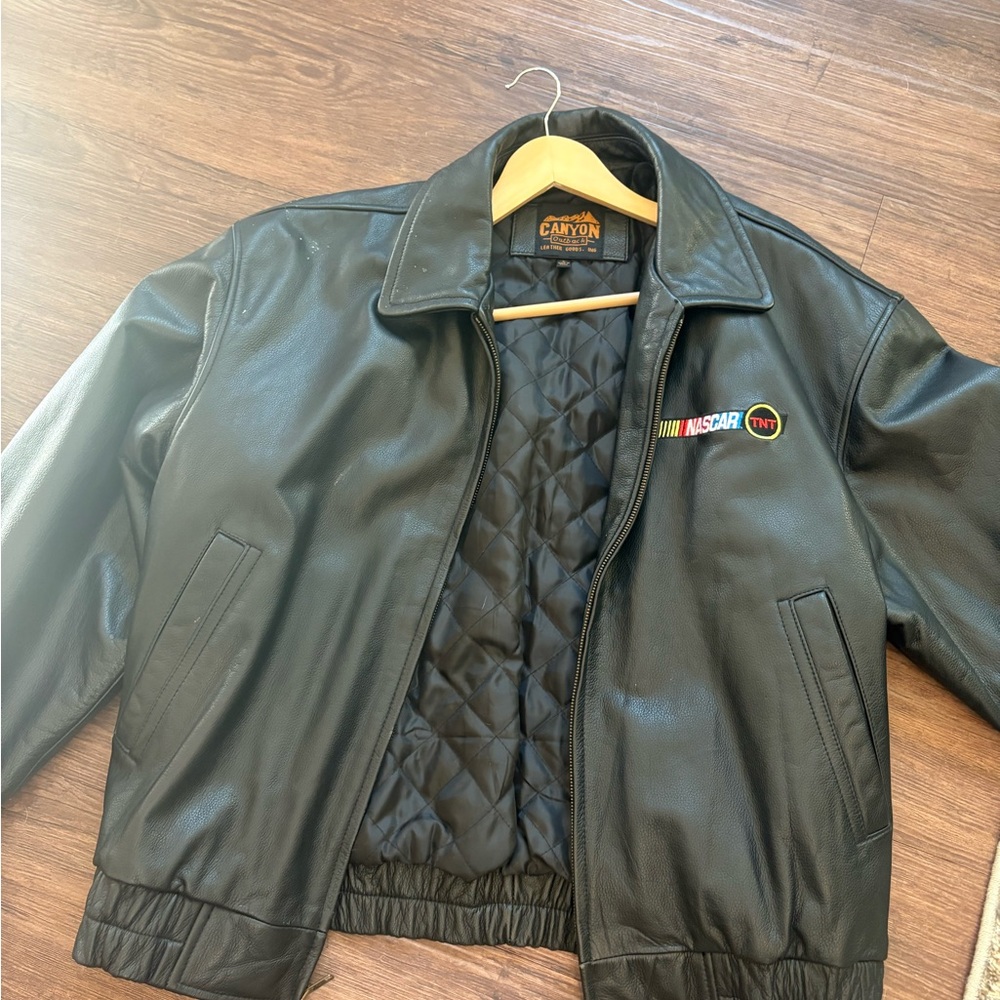 Vintage leather Black Quilted oversized moto Bomber Jacket